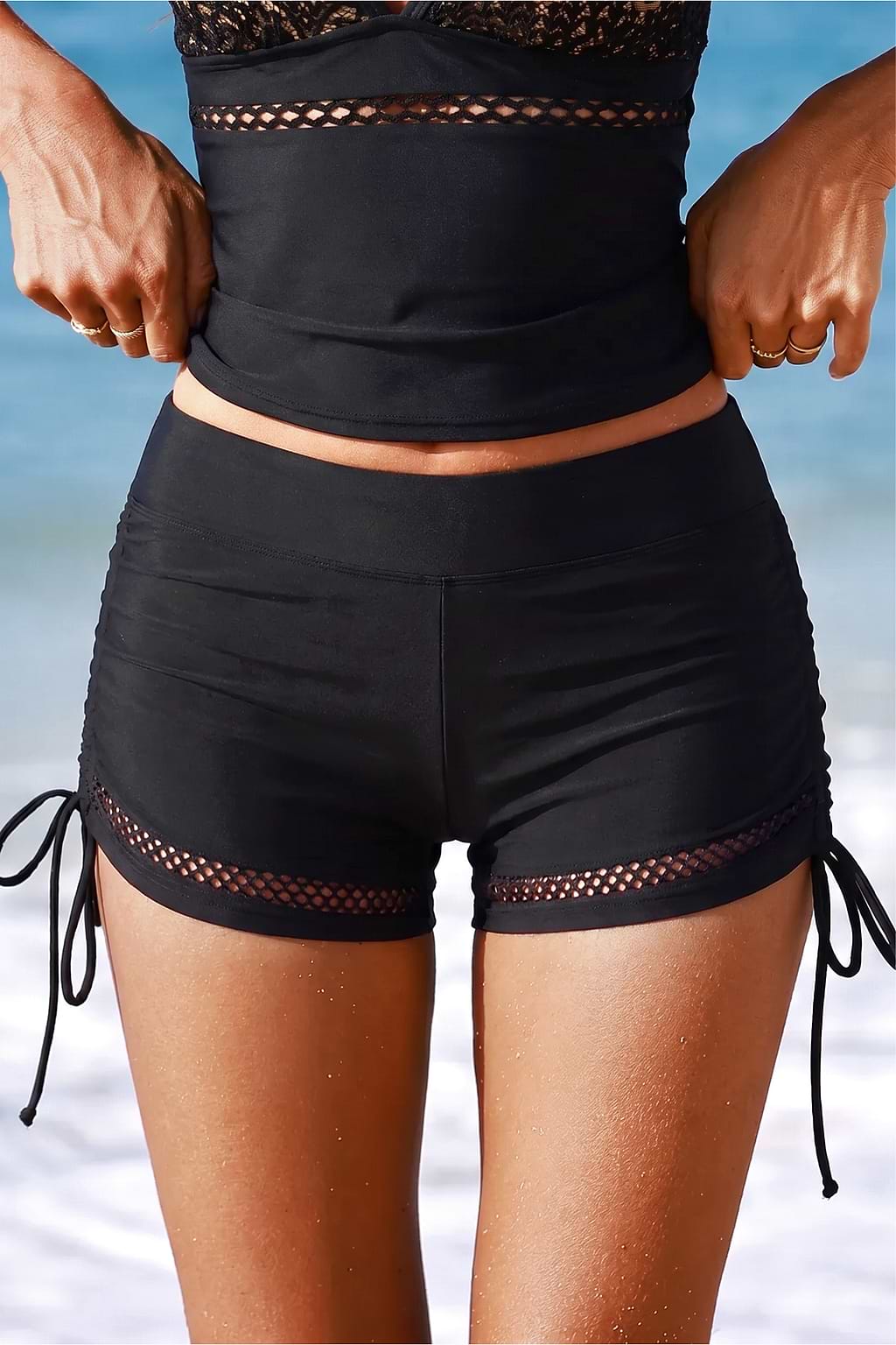 Zomerse Glow zwarte zwemshorts