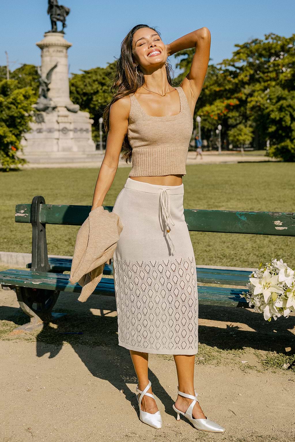 Sandy Shores Beige Midi Skirt