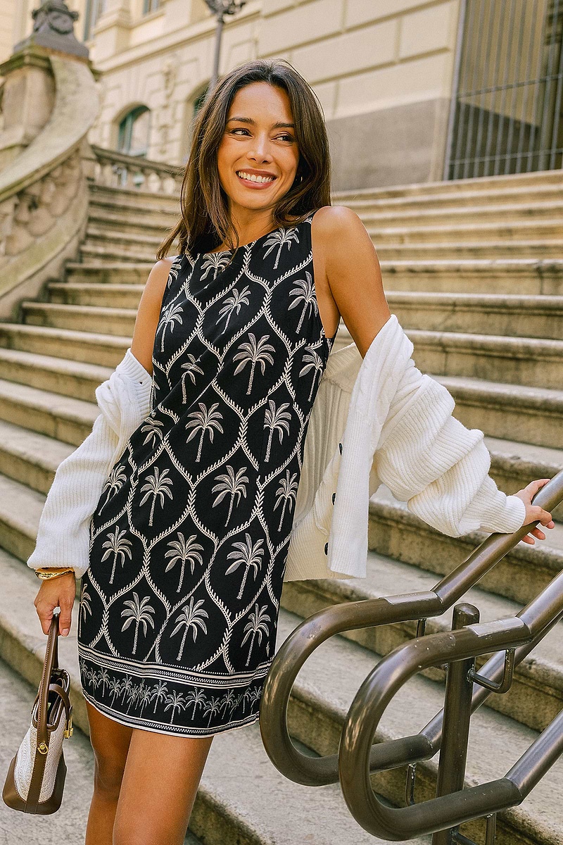Island Postcard Tropical Mini Dress