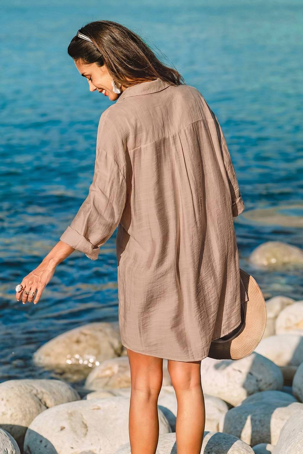 Inner Glow Khaki Cover-Up Mini Dress