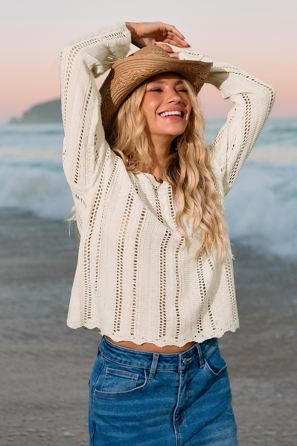 Sweet as Honey Beige Cover-Up Top