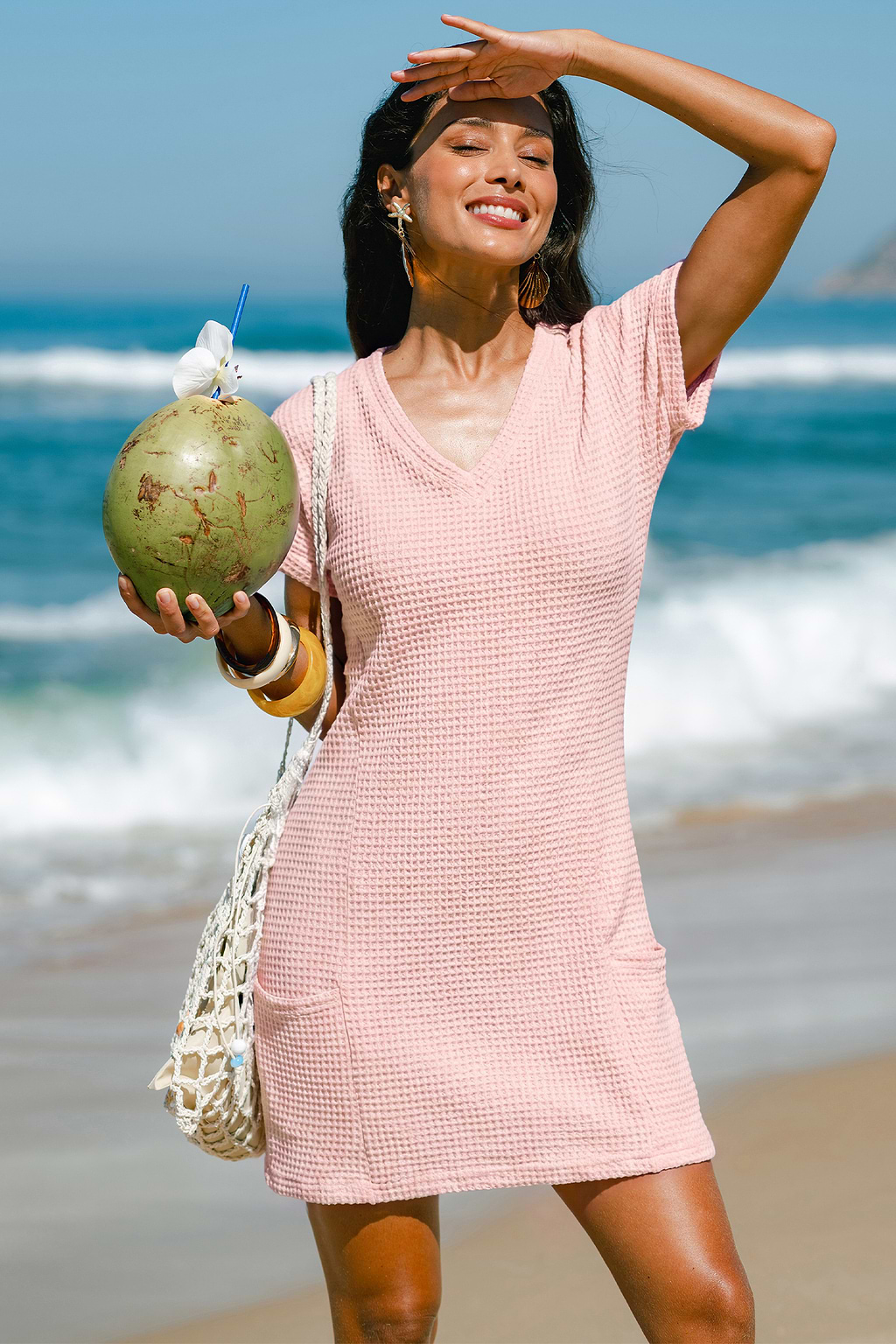 So Mellow Pink Cover-Up Mini Dress