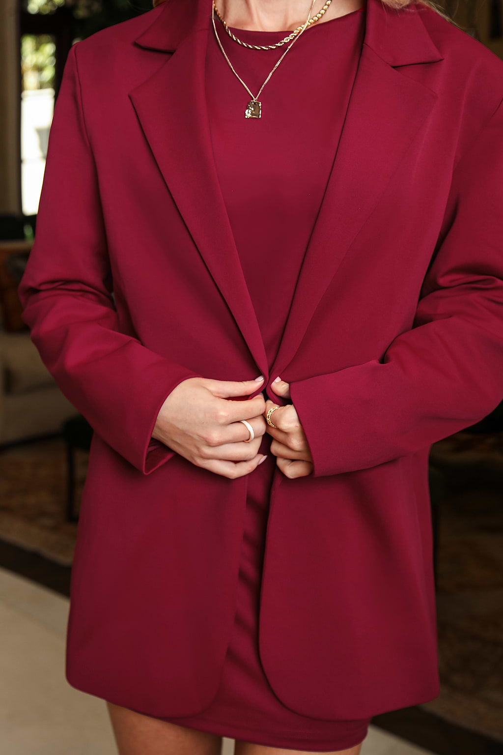 Red Wine Longline Blazer