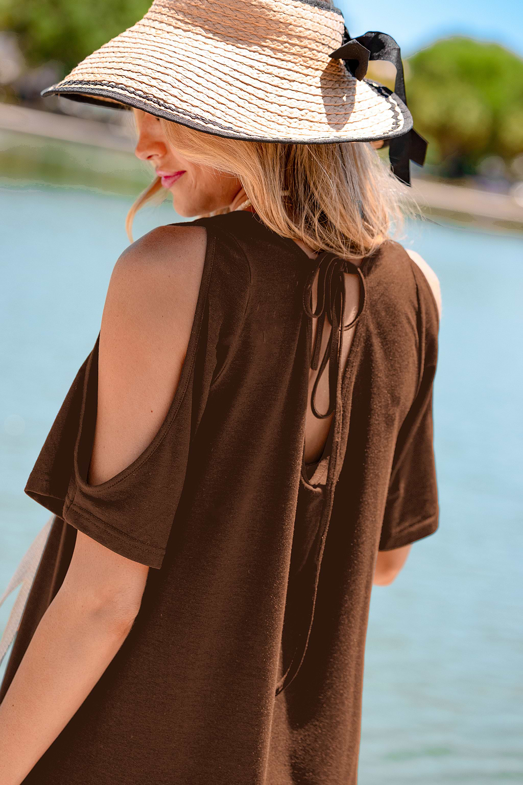 Minimalist Brown Mini Dress