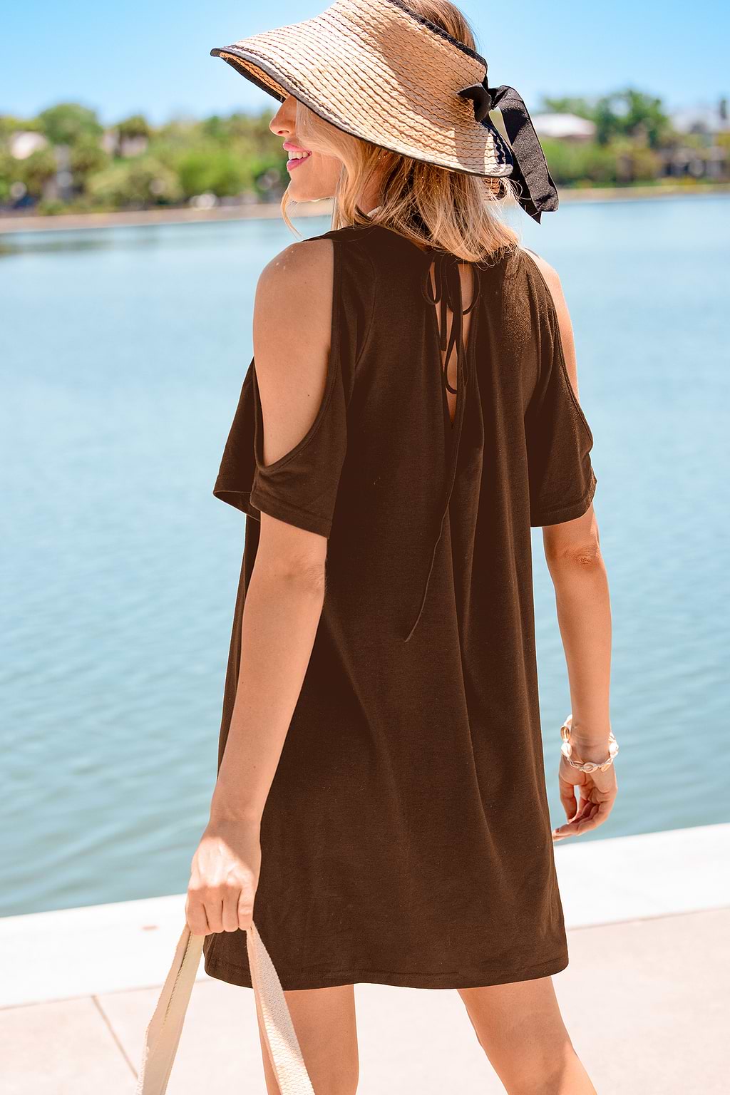 Minimalist Brown Mini Dress