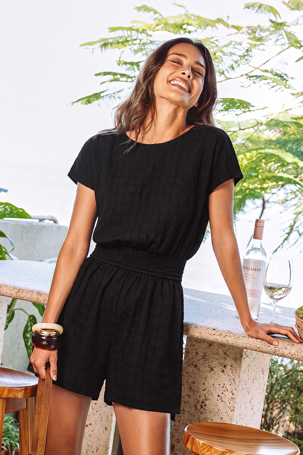 Walk in the Park Black Playsuit