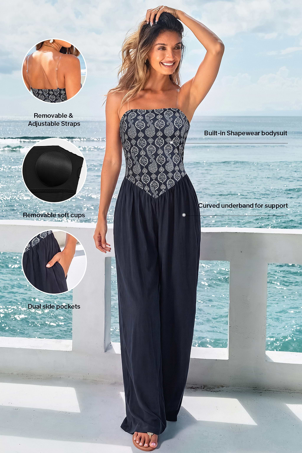 Like a Royal Paisley Shaping Jumpsuit