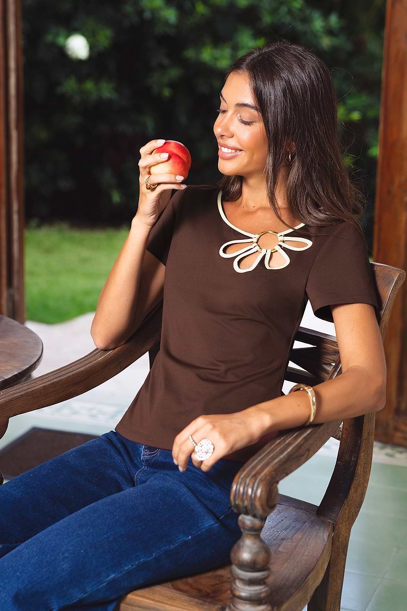 Pressed Petals Brown Top