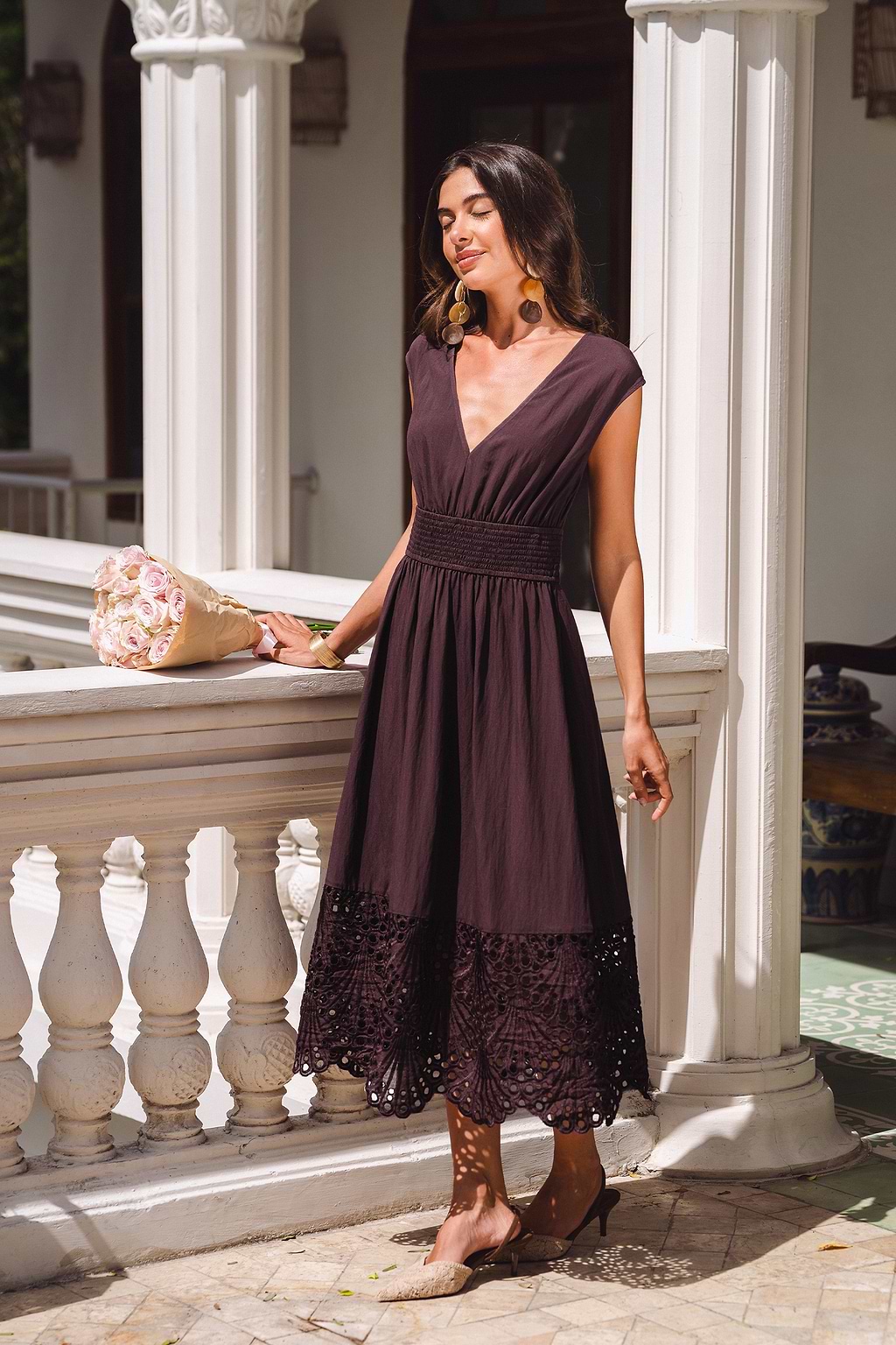 Falling Slowly Brown Midi Dress