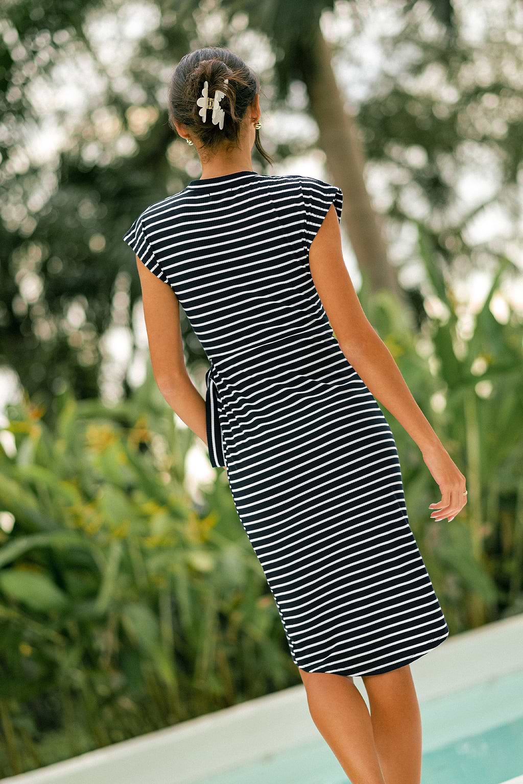 Vestido midi de rayas 