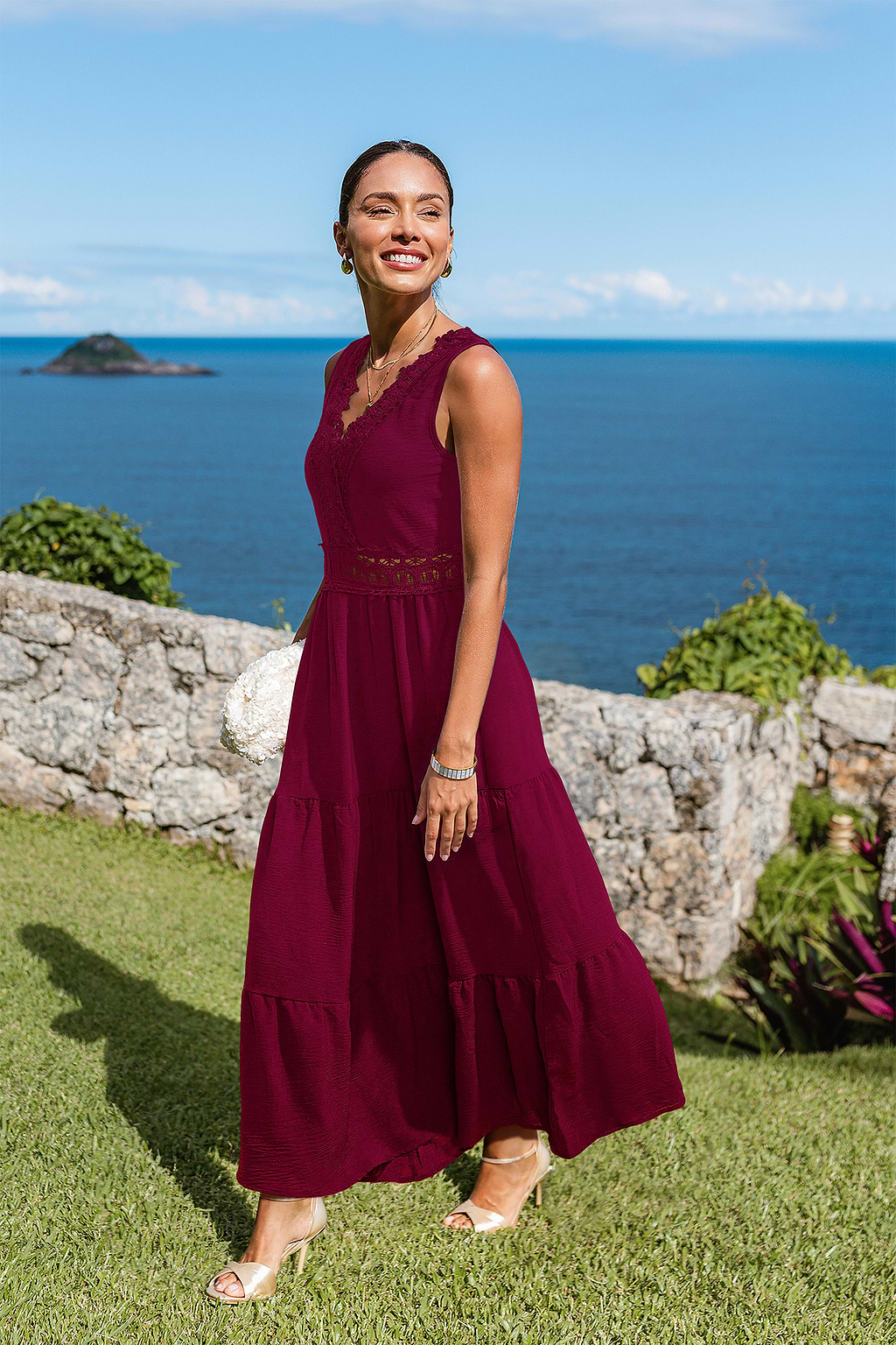 Little Details Maroon Maxi Dress