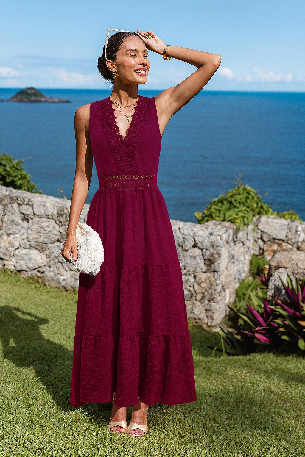 Little Details Maroon Maxi Dress