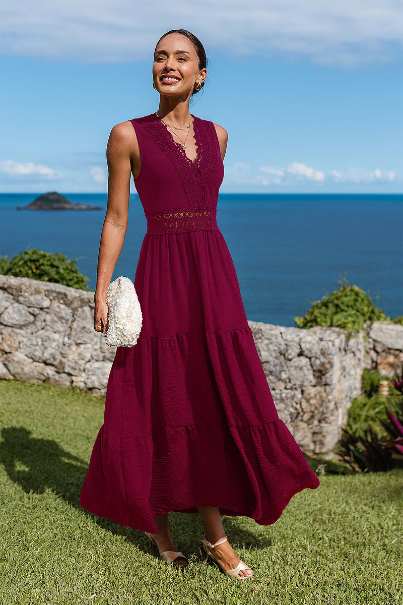 Little Details Maroon Maxi Dress