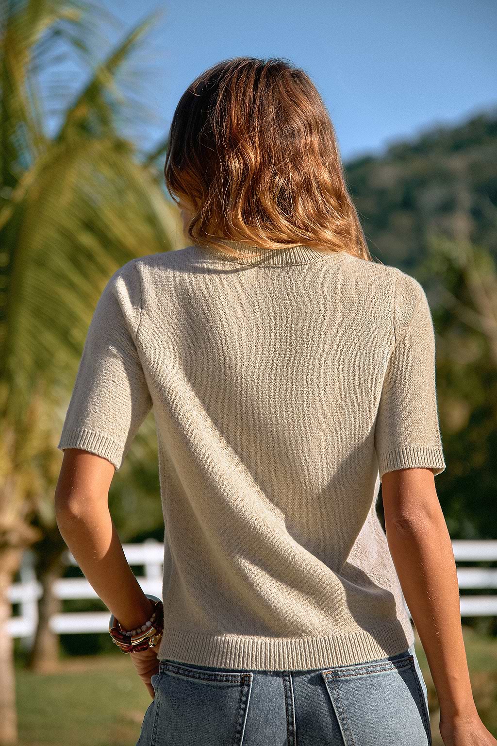 Kurzarm-Pullover mit Rundhalsausschnitt