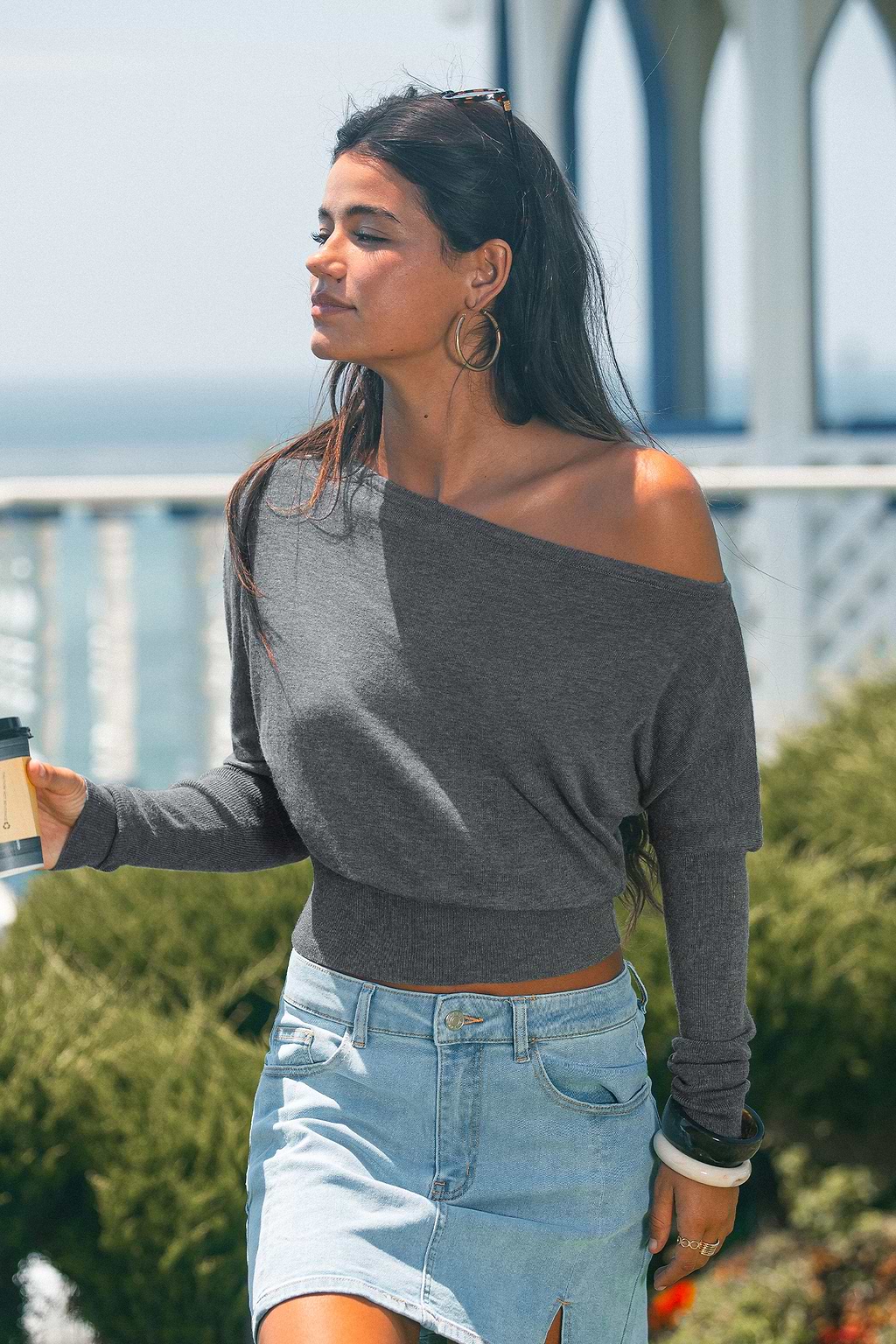 Night Out Grey Knit Top