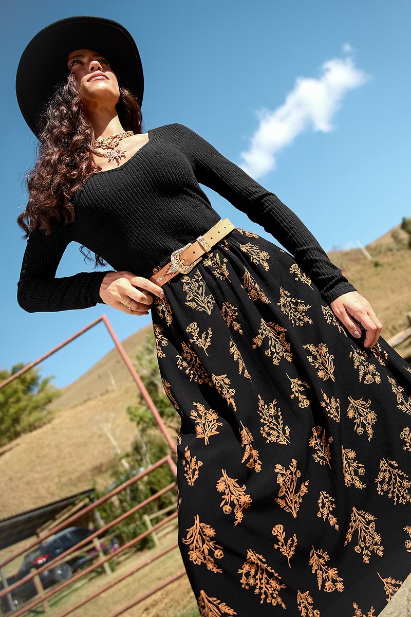 Vestido midi floral para baile lento