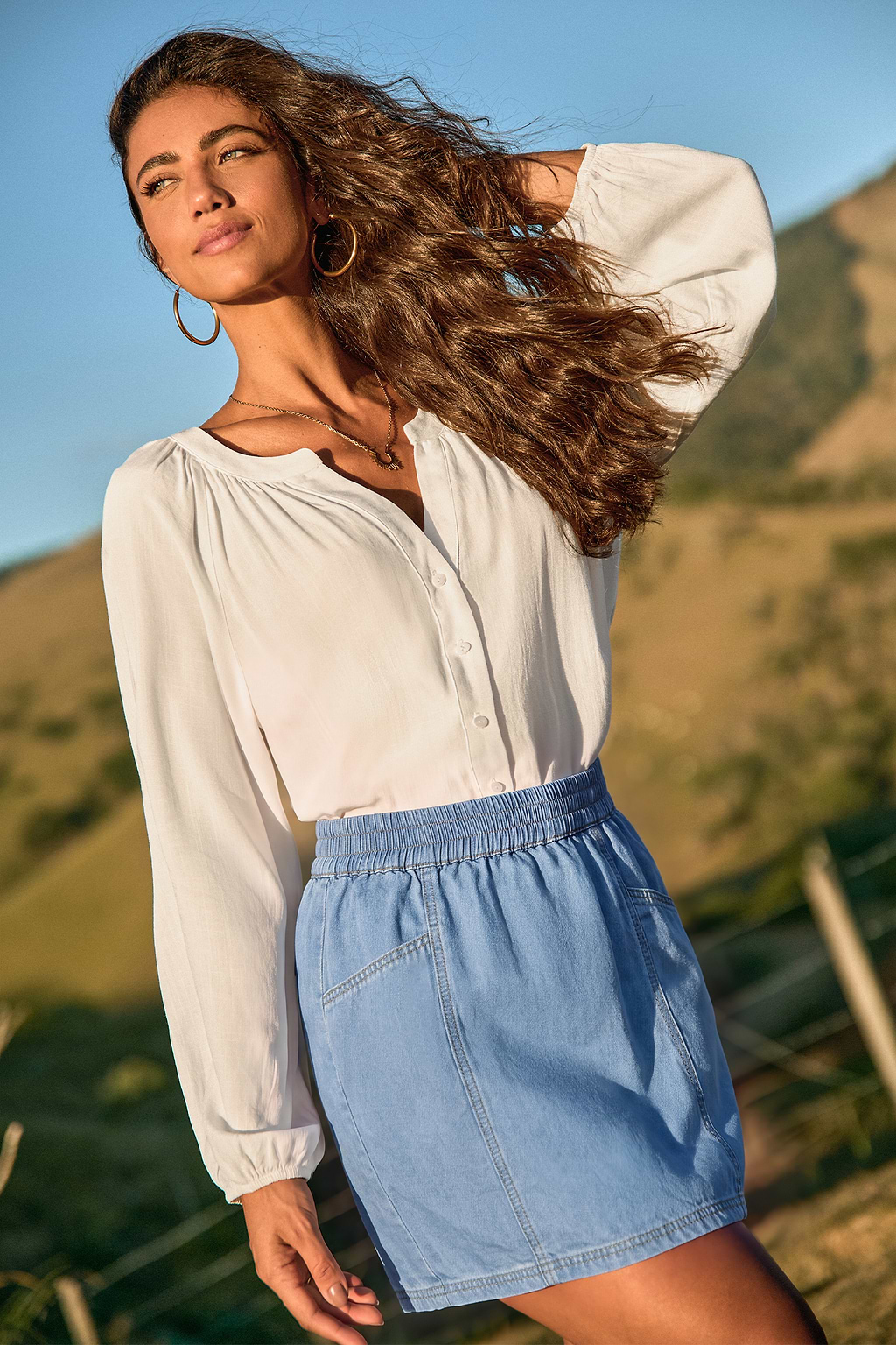 Meet Cute Light Wash Denim Mini Skirt