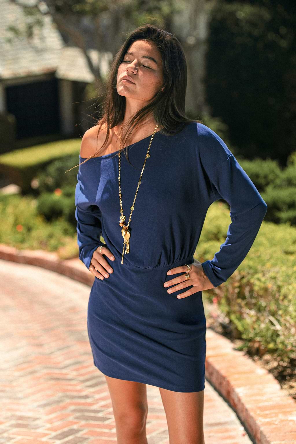 Draped Blue Mini Dress