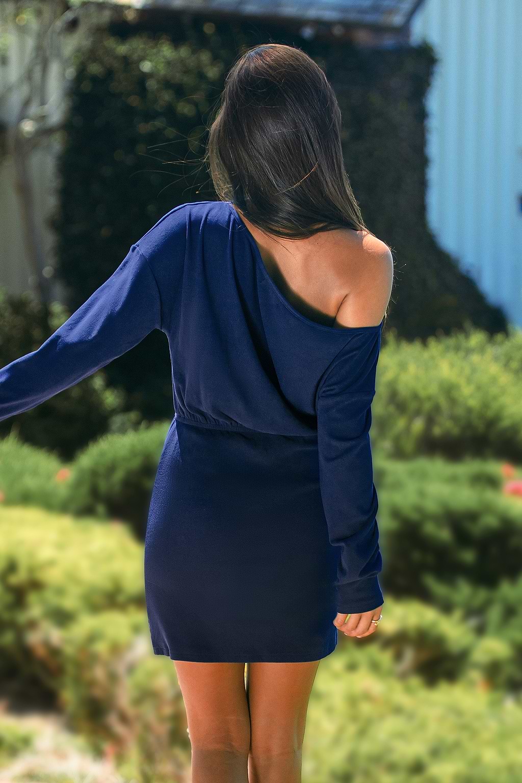 Draped Blue Mini Dress