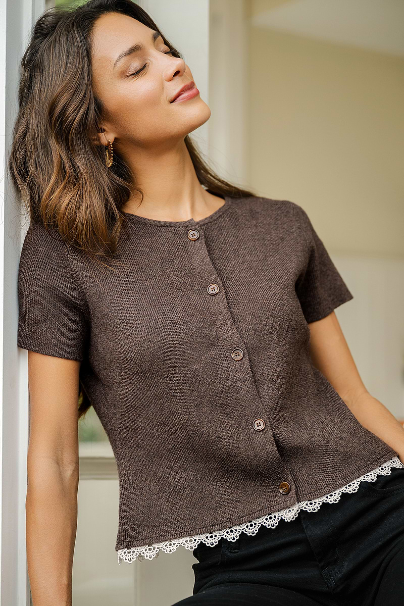 Morning Roast Brown Knit Top