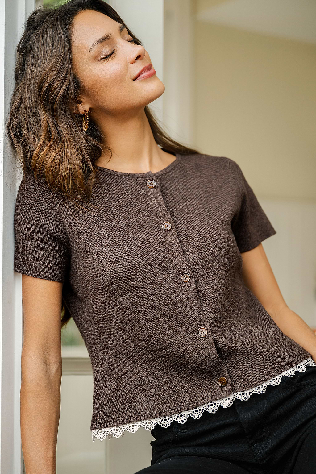Morning Roast Brown Knit Top