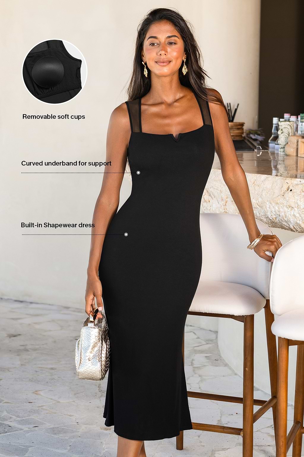 Stunning Black Shapewear Midi Dress