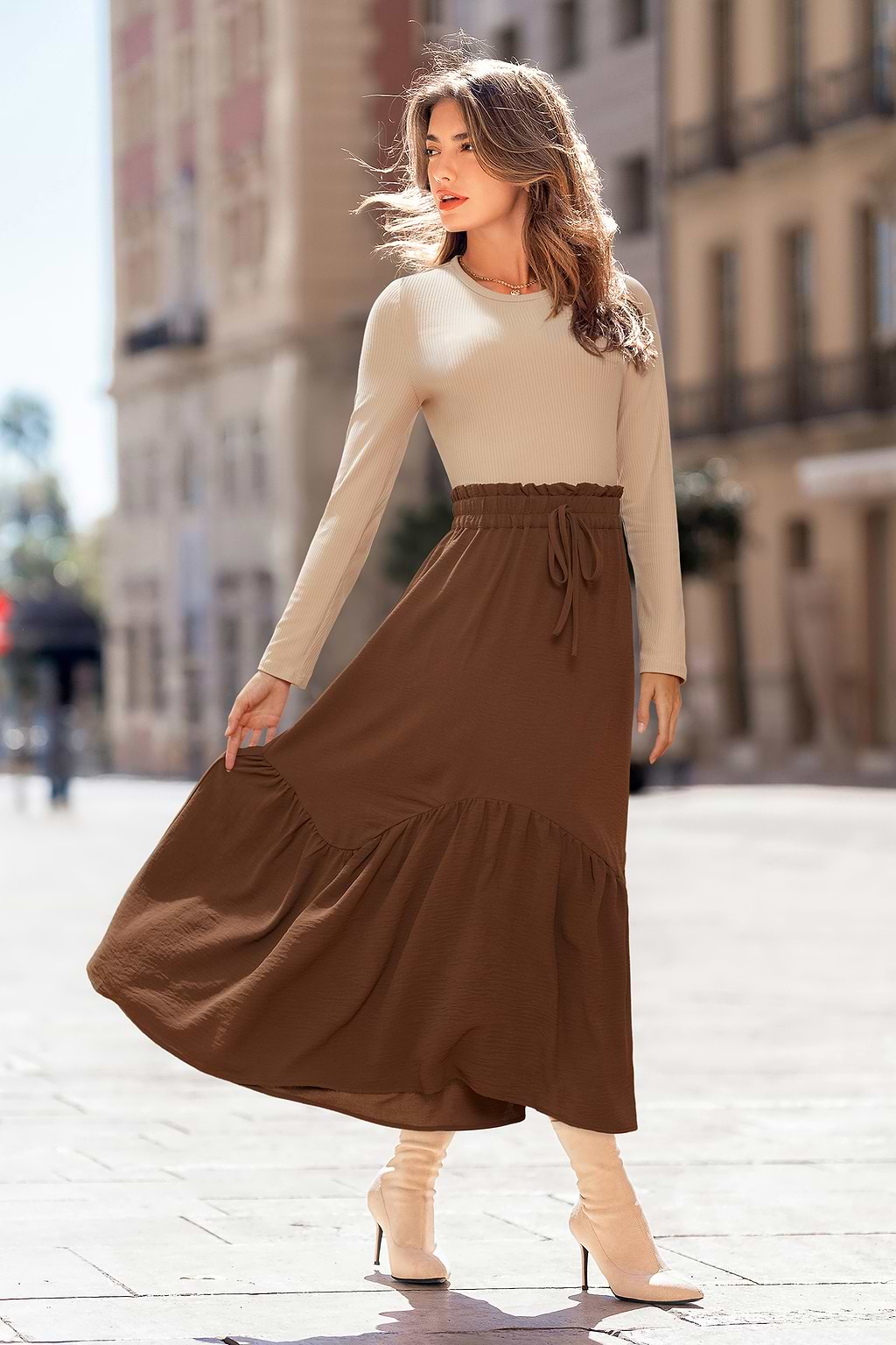 Hazelnut Colorblock Maxi Dress