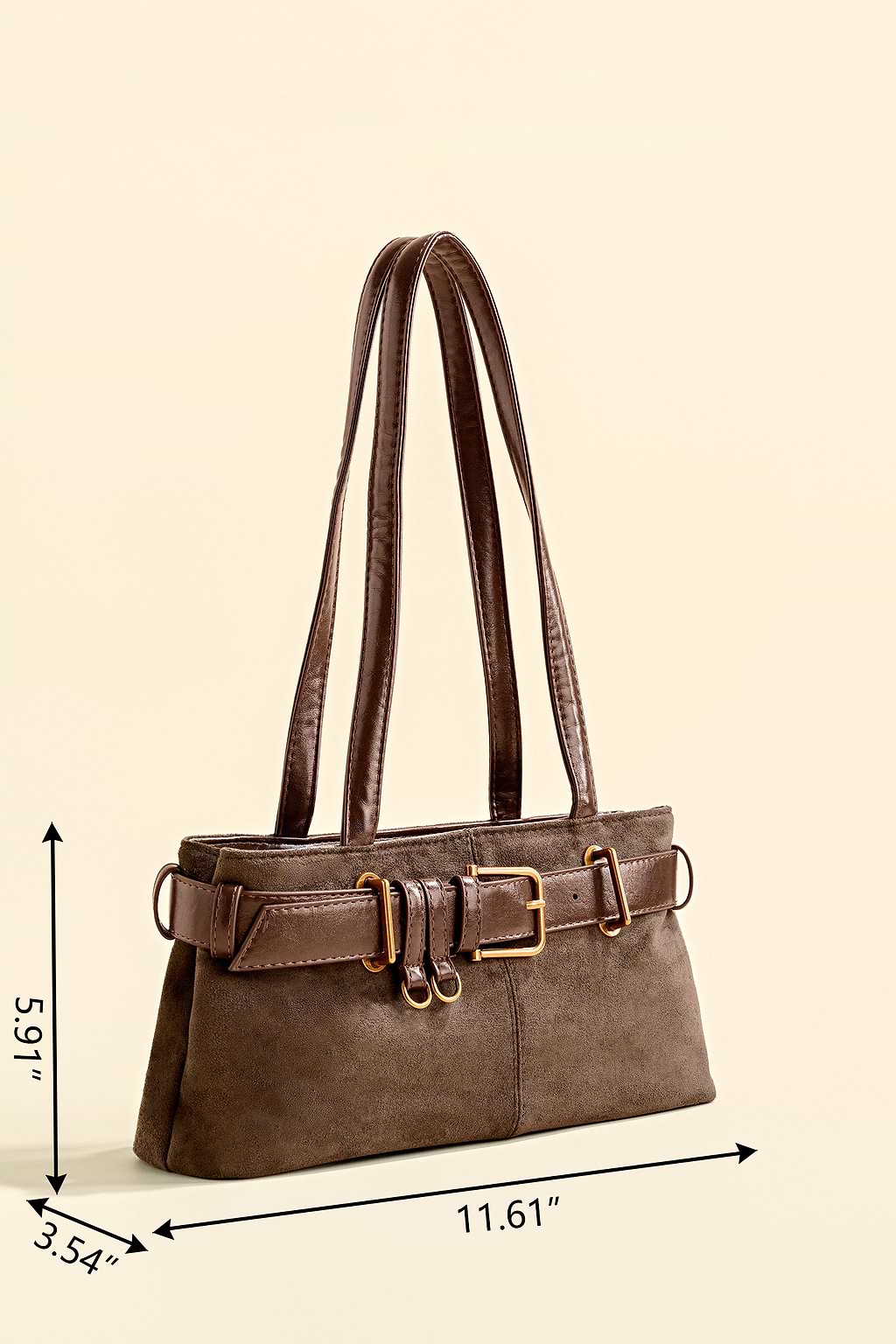 Buckle Up Faux Suede Bag