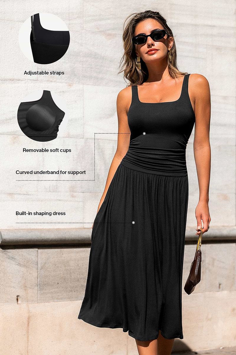 Element of Surprise Black Shapewear Midi Dress