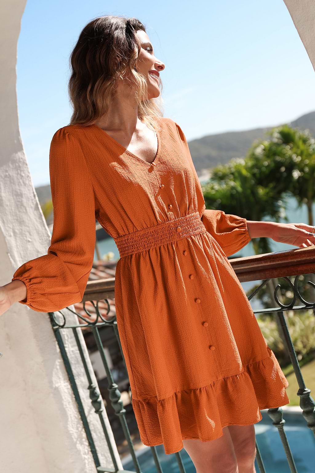 Autumn Sun Orange Mini Dress