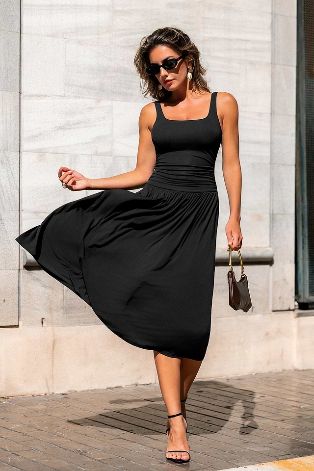 best shapewear dress black Knit Midi with Scoop Neck Size:12-14 customizable fit David’s Bridal + Illusion Toe Style: Closed Toe