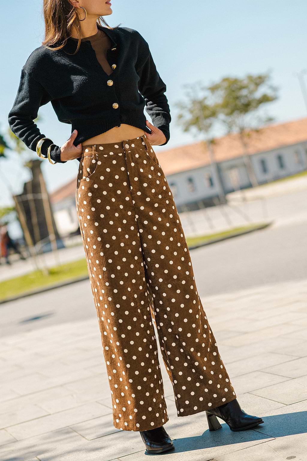 Burnt Sugar Polka Dot Trousers