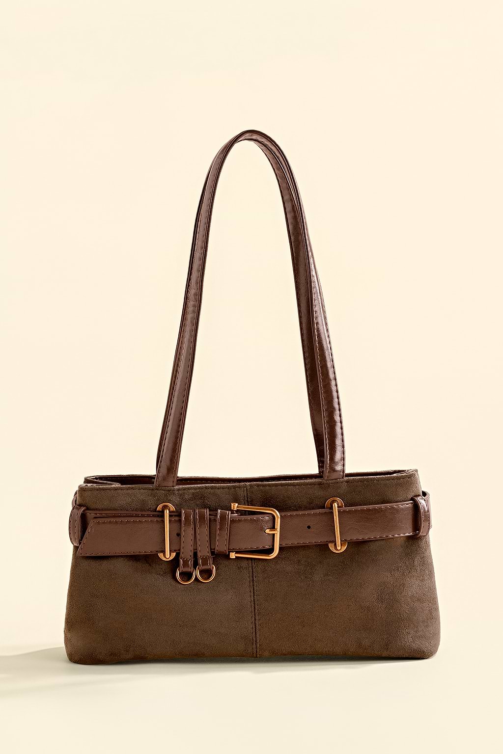 Buckle Up Faux Suede Bag