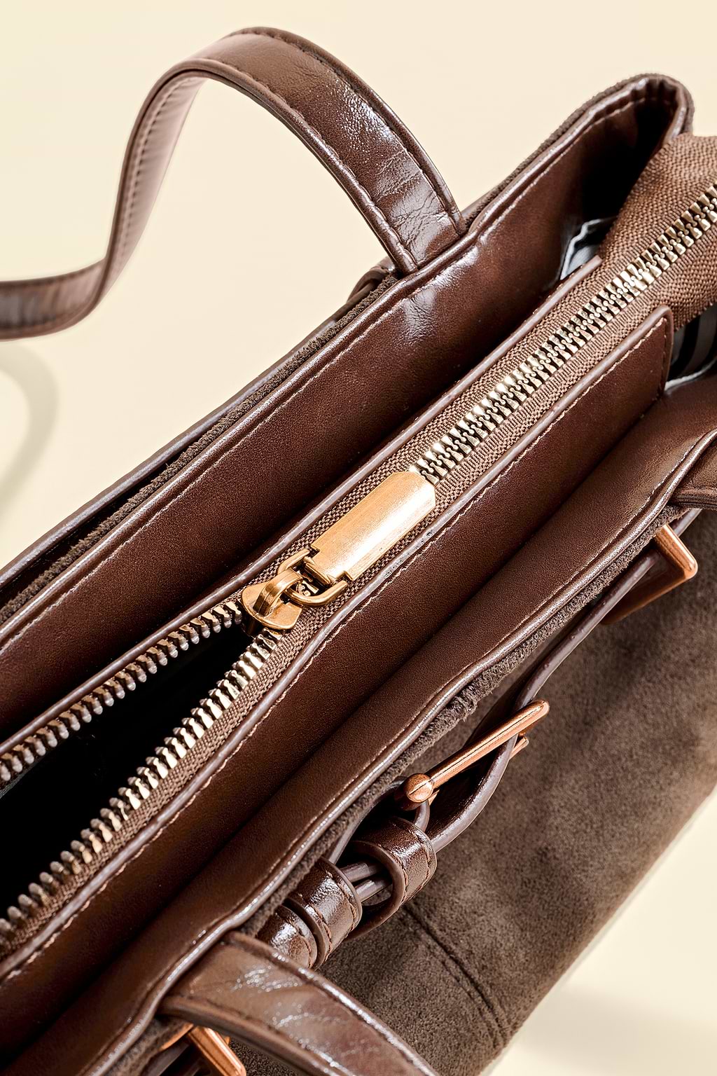 Buckle Up Faux Suede Bag