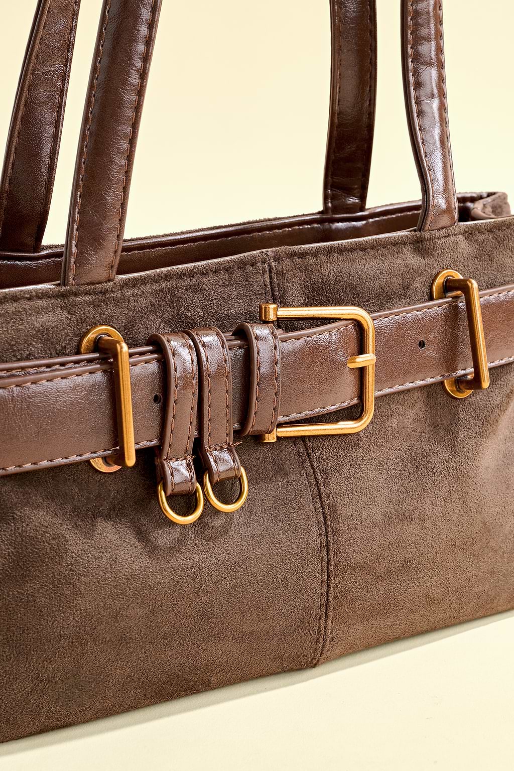 Buckle Up Faux Suede Bag