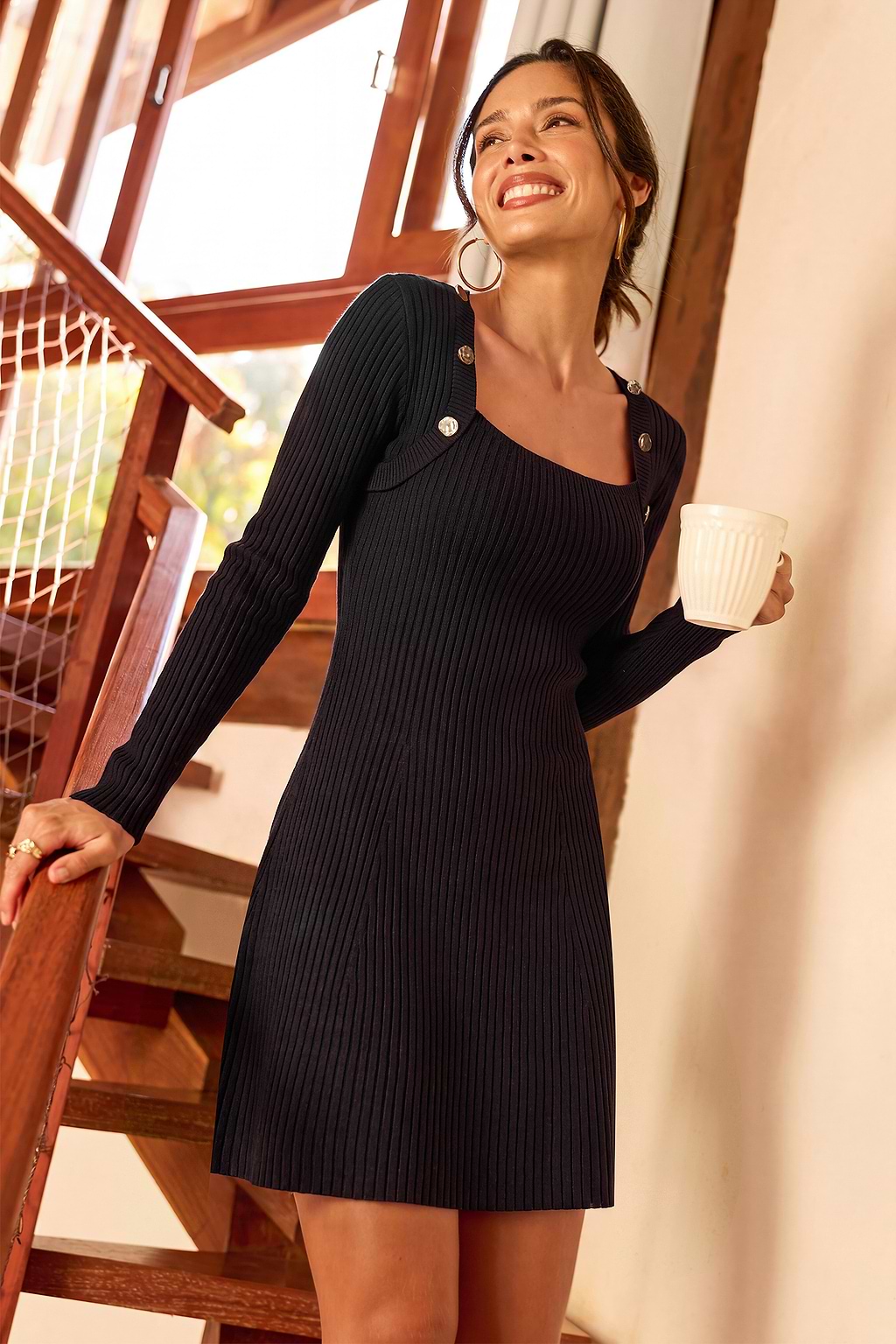 Layered Up Black Mini Jumper Dress