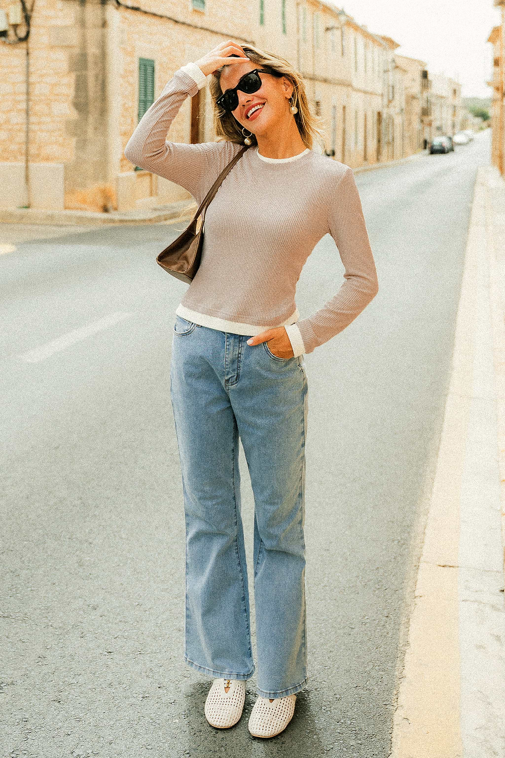 Oat Latte Colorblock Top