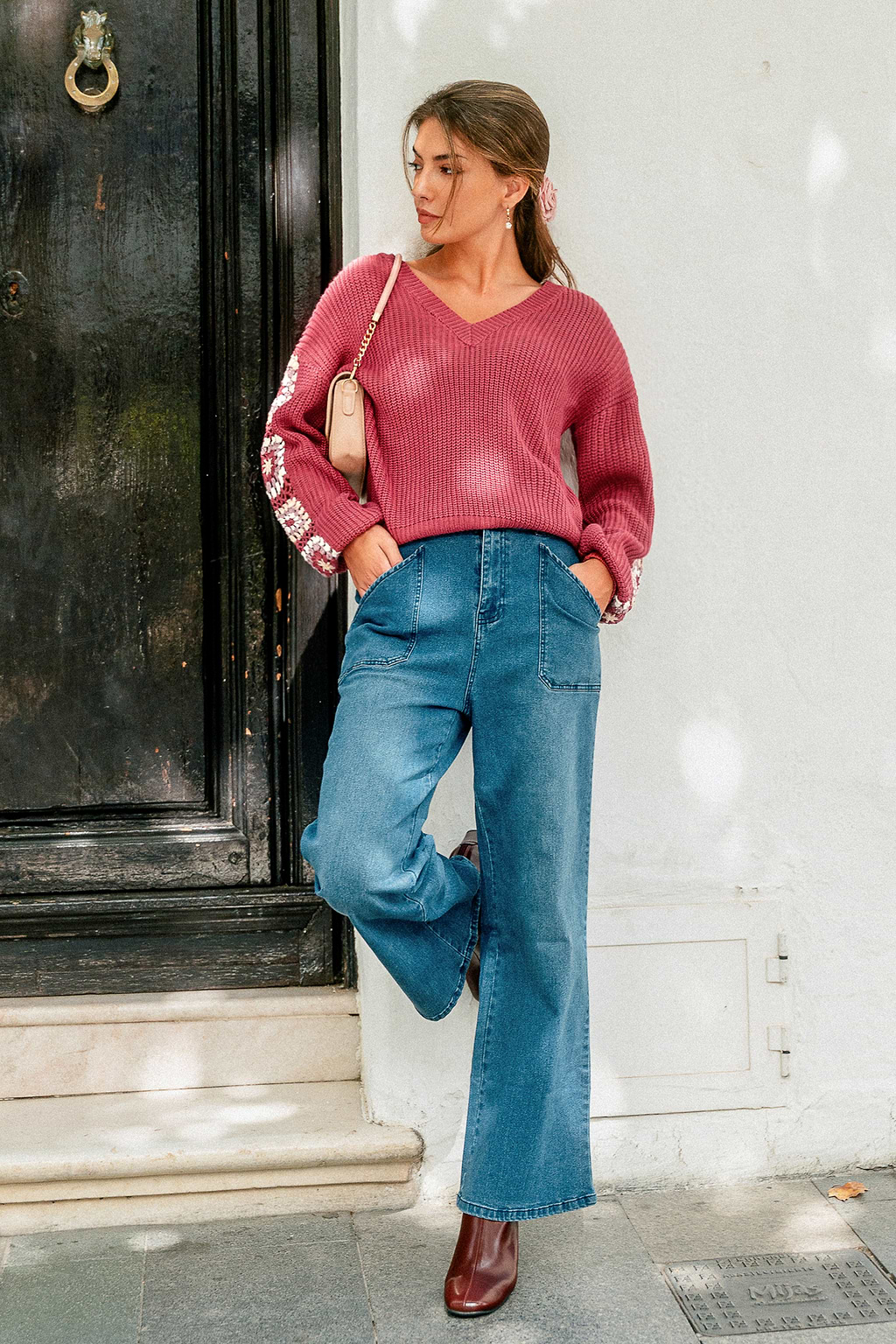 Wildflower Crochet Pink Sweater