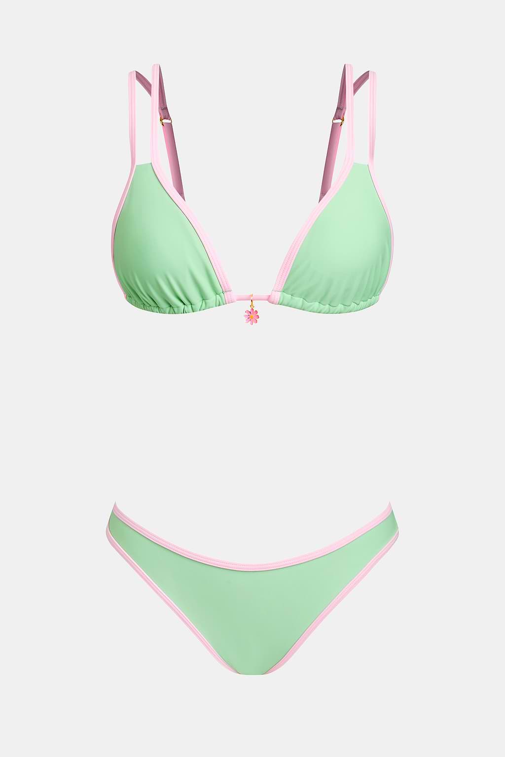 Bikini vert triangle ajustable