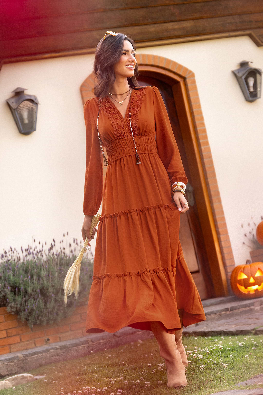 Vestido largo naranja Tangelo