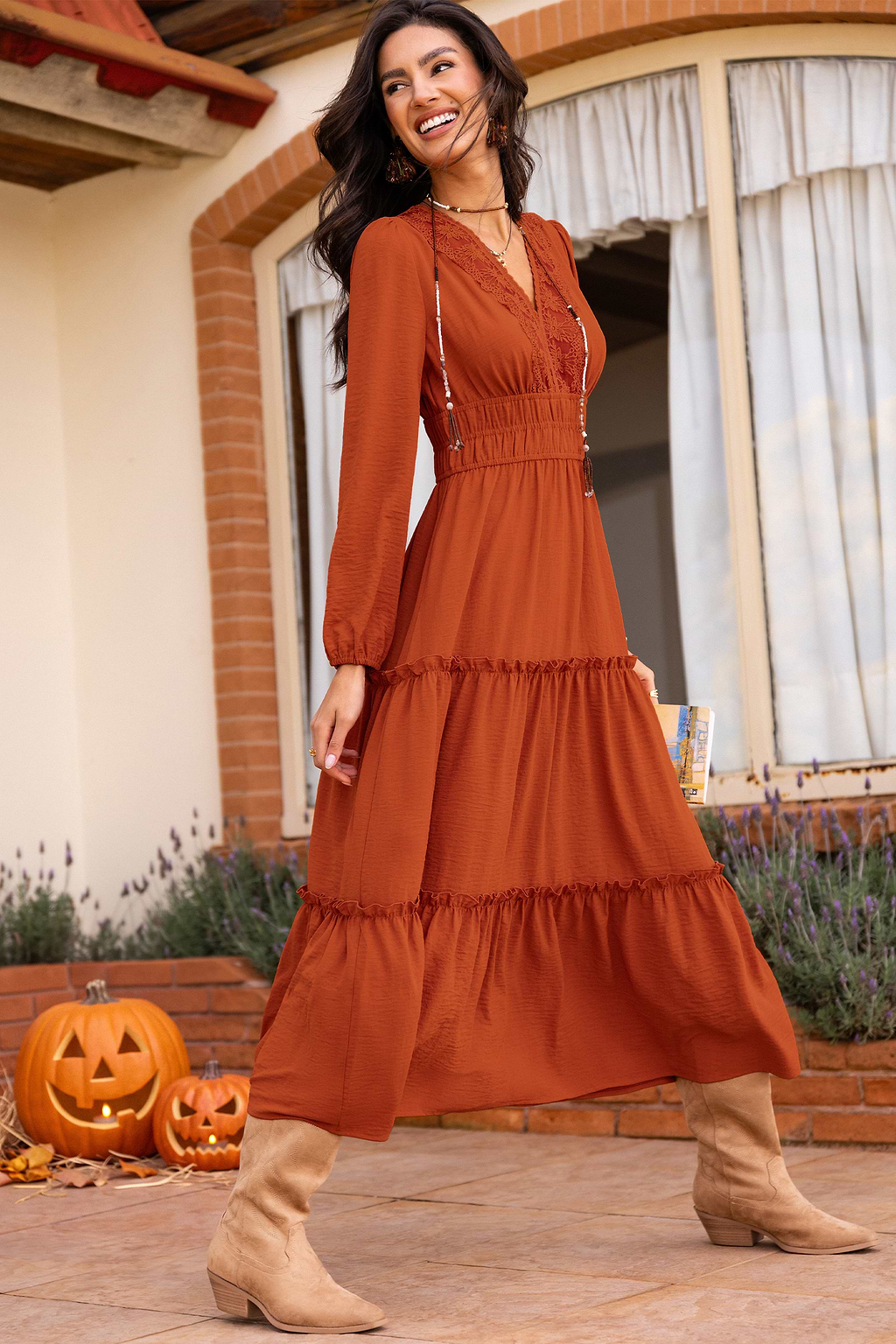 Vestido largo naranja Tangelo