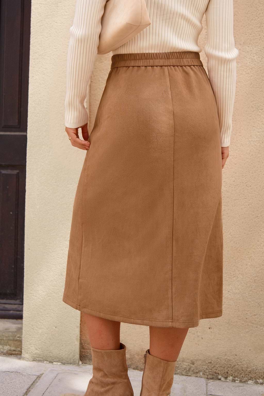 Off to Brunch Orange Midi Skirt