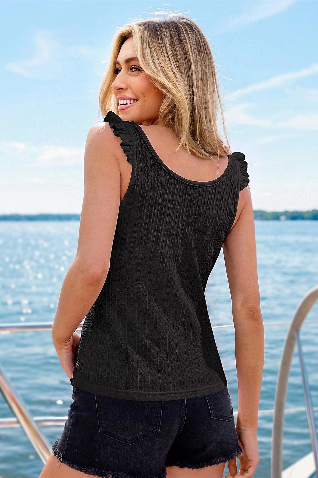 Sweet Breeze Black Tank Top