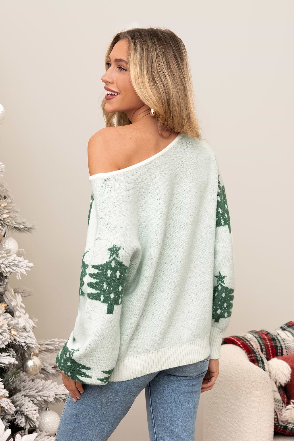 Christmas Tree White Sweater