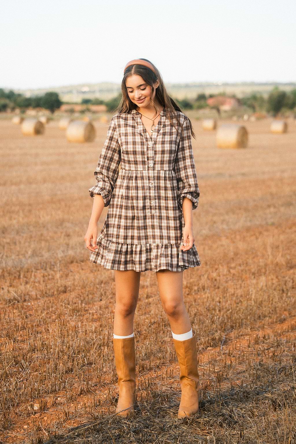 Soft Autumn Plaid Mini Dress