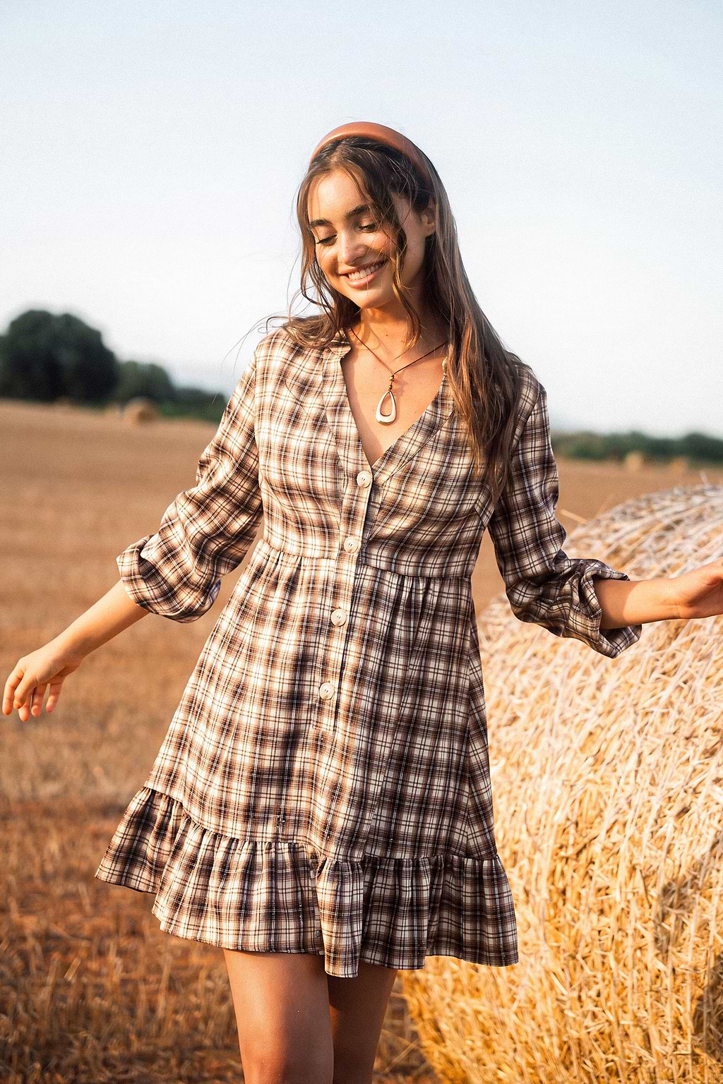 Soft Autumn Plaid Mini Dress