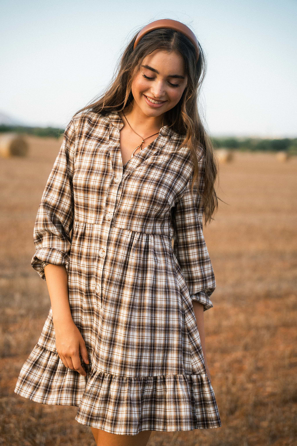 Soft Autumn Plaid Mini Dress