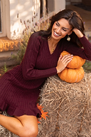 Cozy Night Out Brick Mini Jumper Dress
