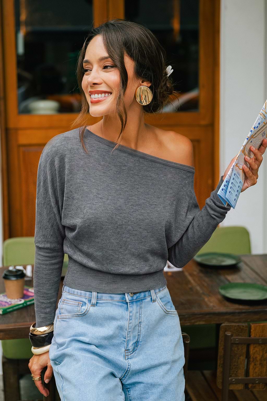Night Out Grey Knit Top