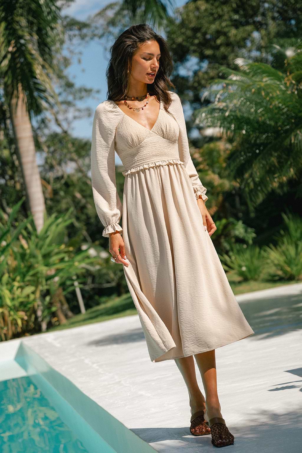 Sepia Toned Neutral Maxi Dress